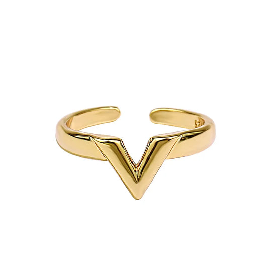 V Shape Gold Color Vintage ring