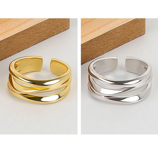 Multilayer Fashion Open Adjustable Wide Ring