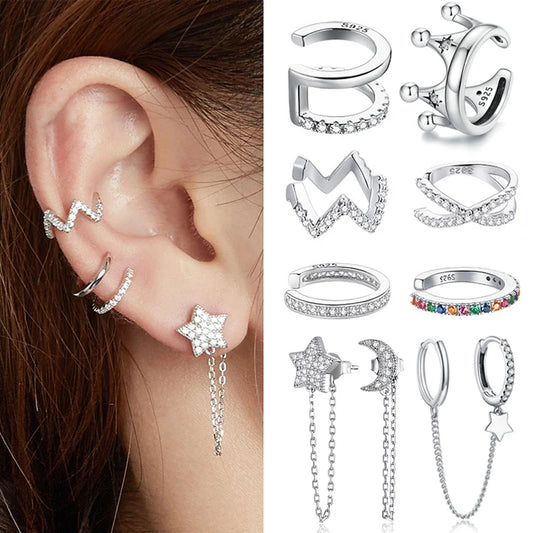 silver Mono-earring Clip Earrings