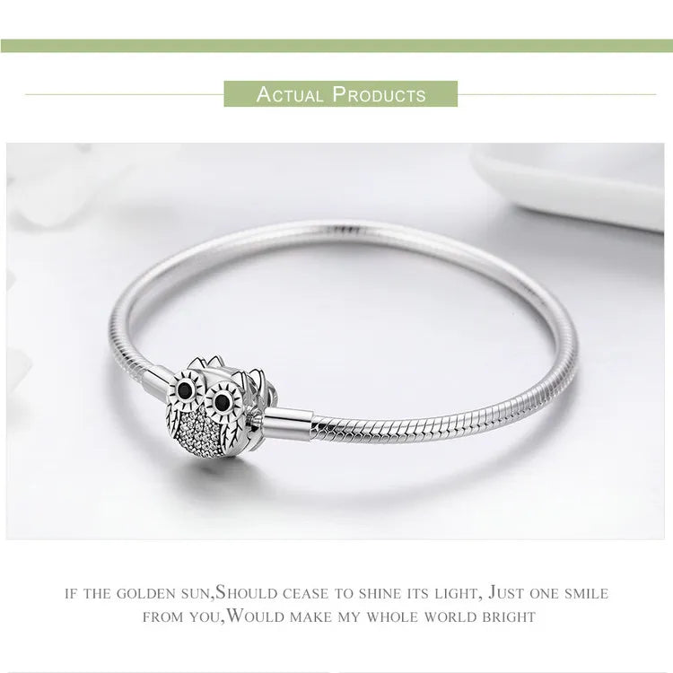 Silver Cute Animal Owl Clasp  Bracelet S