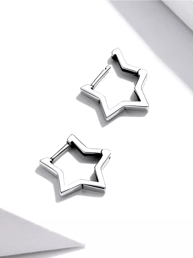 Silver Starlike Earrings Star Shape