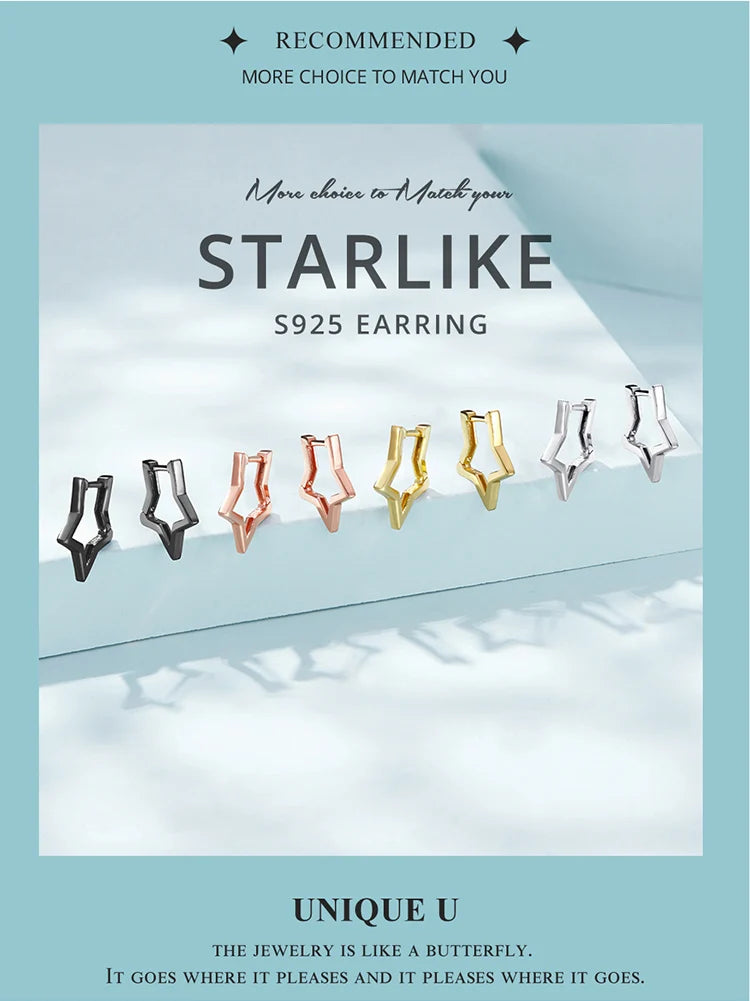 Silver Starlike Earrings Star Shape