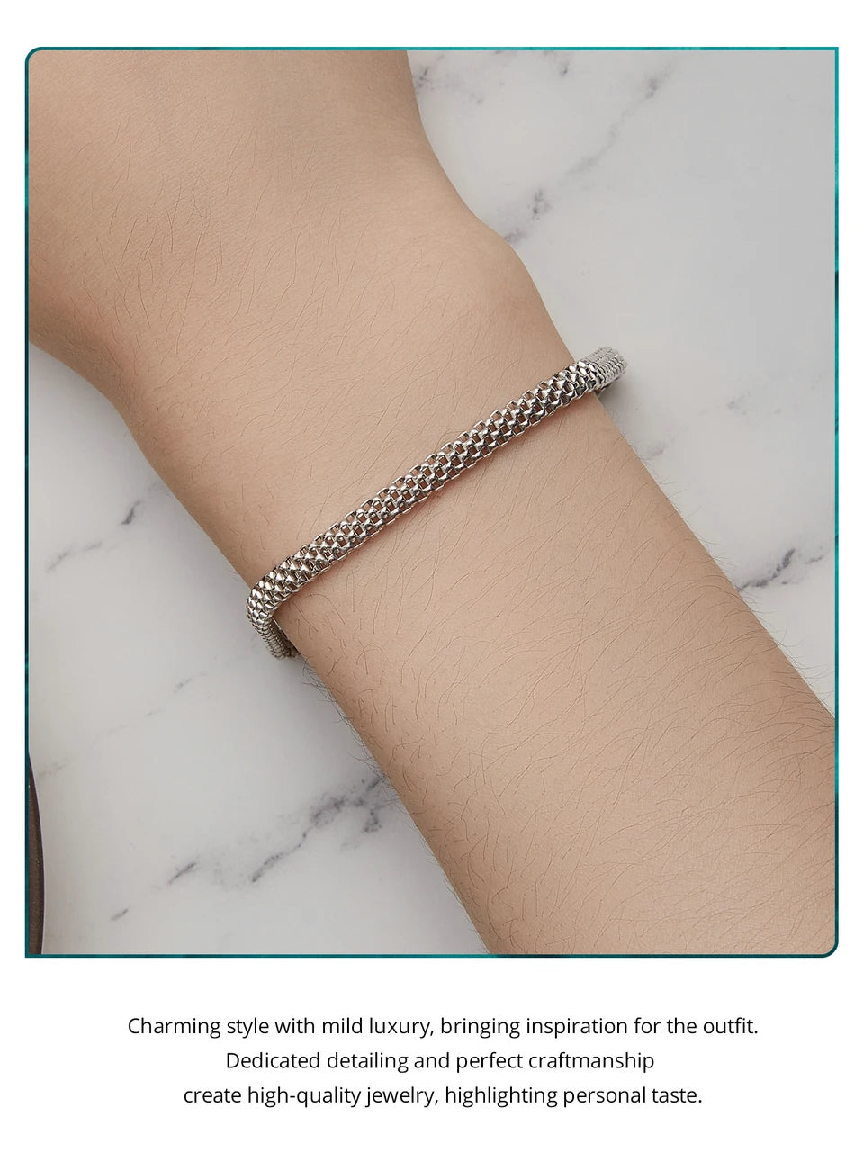 Silver Classic Square Buckle Bracelet